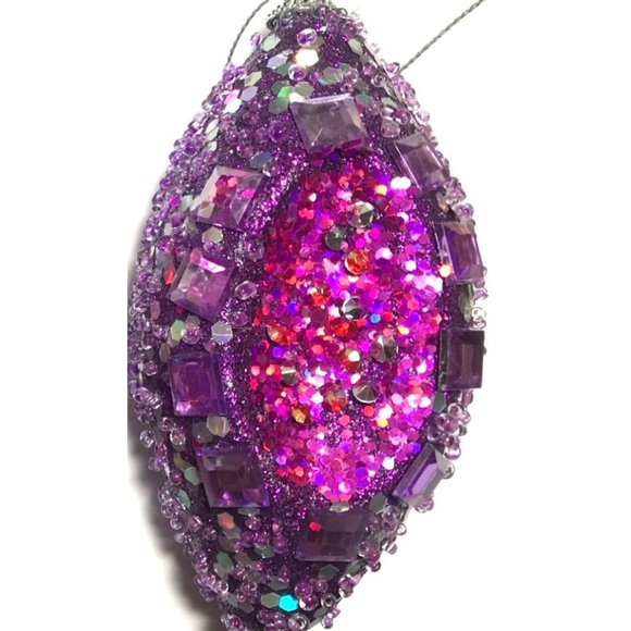 Set of 3 Embellished Purple Sugared Icicle Ornaments 5" Rhinestones Sequins - Picture 3 of 4